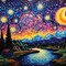 Starry Night Diamond Painting Kits for Adults - Starry Sky Diamond Art Kits for Adults Beginner, Landscape Scene DIY Full Drill Diamond Dots Paintings with Diamonds 5D Gem Art and Crafts 14x14inch